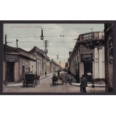 TUCUMAN ANTIGUA TARJETA POSTAL CALLE CRISOSTOMO ALVAREZ Y NEGOCIOS FABRICA DE CARAMELOS e IMPRENTA 